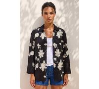 Roman Women's Floral Embroidered Collared Shirt in Black | Size: 12 Roman Black 12