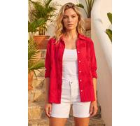 Roman Women's Floral Embroidered Collared Shirt in Red | Size: 12 Roman Red 12