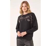 Roman Floral Embroidered Stretch Top In Black Black 16