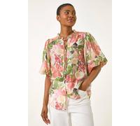 Roman Floral Gathered Blouse In Pink Pink 12