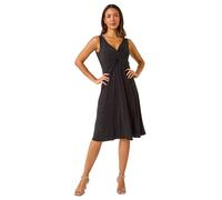 Roman Floral Glitter Print Midi Stretch Dress In Black Black 12