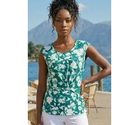 Roman Originals Animal Print Stretch Twist Detail Top for Women UK - Ladies Everyday Holiday Spring Summer Round Neckline Comfy Soft Evening Vacation Work Party - Turquoise - Size 20