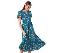 Roman Floral Lace Trim Pocket Midi Dress In Dark Green Dark Green 16