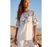 Roman Floral Mono Print Top In Ivory Ivory