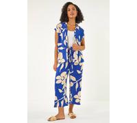 Roman Women's Floral Mono Print V-Neck Shirt in Royal | Size: 18 Roman Royal 18