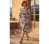 Roman Women's Floral Pleated Midi Dress in Cream | Size: 10