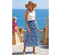 Roman Floral Pleated Skirt In Blue Blue