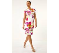 Roman Floral Premium Stretch Shift Dress In Ivory Ivory 20