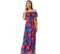 Roman Floral Print Bardot Belted Maxi Dress In Navy Navy 16