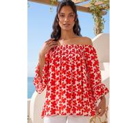 Roman Floral Print Bardot Top Multi