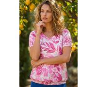 Floral Print Burnout V-Neck Top Roman Light Pink 20