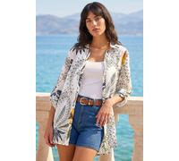 Roman Floral Print Collared Blouse In Ivory Ivory