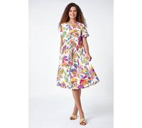 Roman Floral Print Cotton Midi Dress Multi 20