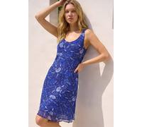 Roman Women Floral Print Layered Fit & Flare Dress - Ladies Spring Everyday Summer Holiday Round Neckline Comfy Swing Shape Soft Sleeveless Relaxed Gown Frocks - Floral Navy - Size 18