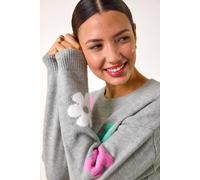 Roman Floral Print Jacquard Knit Jumper In Grey Grey