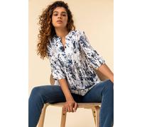 Roman Originals Summer Top for Women UK Ladies Swing Tunic A Line Blouse Ladder Trim Shirt Spring Casual Smart Holiday Party Beach Cruise Gathered Waist Loose Work - Blue - Size 16