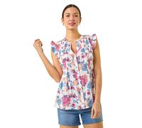 Roman Floral Print Pintuck Frill Blouse In Pink Pink 20