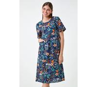 Floral Print Pocket Shift Dress Roman Navy 12