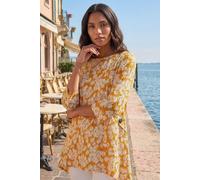 Roman Floral Print Pocket Tunic Top In Yellow Yellow