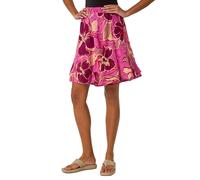 Roman Floral Print Short A-Line Skirt In Fuchsia Fuchsia 20