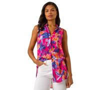 Roman Floral Print Sleeveless Blouse In Pink Pink 10