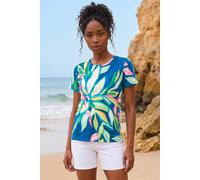 Roman Floral Print Stretch Top In Green Green