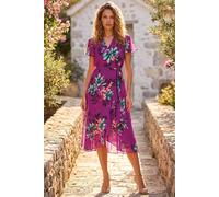 Roman Women's Floral Print Wrap Dress in Magenta | Size: 12 Roman Magenta 12