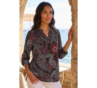 Roman Women's Floral Puff Print Gathered Shirt in Charcoal | Size: 20 Roman Charcoal 20