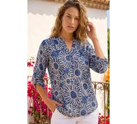 Roman Floral Puff Print Shirt In Blue Blue