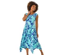 Roman Floral Puff Print Stretch Maxi Dress In Royal Royal 18