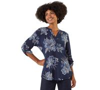 Roman Floral Puff Print Stretch Shirt In Blue Blue 16