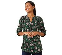 Roman Floral Puff Print Stretch Shirt In Green Green 10