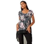 Roman Floral Puff Print Stretch Shirt In Grey Grey 12