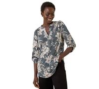 Roman Floral Puff Print Stretch Shirt In Grey Grey 14