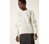 Roman Women's Floral Sequin Knit Jumper in Ivory | Size: 20