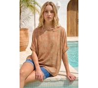 Roman Women's Floral Textured Buttoned Back Top in Camel | Size: 16 Roman Camel 16