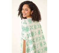 Roman Floral Textured Buttoned Back Top In Off White Off White 12