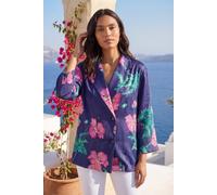 Roman Floral Textured Relaxed Blazer In Navy Navy 20