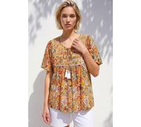 Roman Women's Floral Textured Stitch Tunic Top in Mustard | Size: 20 Roman Mustard 20