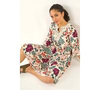 Roman Women's Floral Trim Smock Dress in Cream | Size: 18 Roman Cream 18