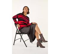 Roman Originals Fluffy Yarn Jumper for Women UK Ladies Thick Sweater Warm Cosy Chunky Knitted Pullover Winter Furry Casual Smart Textured Everyday Cuddly Soft Knitwear - Noir Red - Size 18