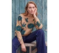 Roman Fluffy Yarn Jumper for Women UK Ladies Thick Sweater Warm Cosy Chunky Knitted Pullover Winter Furry Casual Smart Textured Everyday Cuddly Soft Knitwear - Beige Teal - Size 18