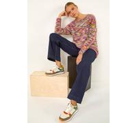 Roman Originals Fluffy Yarn Jumper for Women UK Ladies Thick Sweater Warm Cosy Chunky Knitted Pullover Winter Furry Casual Smart Textured Everyday Cuddly Soft Knitwear - Wine - Size 14