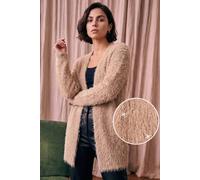 Roman Women's Fluffy Long Sleeve Cardigan in Beige | Size: 12 Roman Beige 12