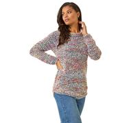 Roman Originals Fluffy Yarn Jumper for Women UK Ladies Thick Sweater Warm Cosy Chunky Knitted Pullover Winter Furry Casual Smart Textured Everyday Cuddly Comfy Soft Knitwear - Blue - Size 16