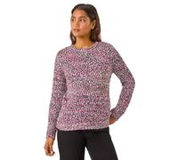 Roman Fluffy Yarn Jumper for Women UK Ladies Thick Sweater Warm Cosy Chunky Knitted Pullover Winter Furry Casual Smart Textured Everyday Cuddly Soft Knitwear - Magenta - Size 12