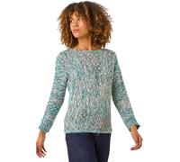 Roman Fluffy Yarn Jumper for Women UK Ladies Thick Sweater Warm Cosy Chunky Knitted Pullover Winter Furry Casual Smart Textured Everyday Cuddly Soft Knitwear - Turquoise - Size 14