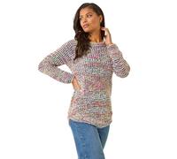 Roman Originals Fluffy Yarn Jumper for Women UK Ladies Thick Sweater Warm Cosy Chunky Knitted Pullover Winter Furry Casual Smart Textured Everyday Cuddly Comfy Soft Knitwear - Blue - Size 20