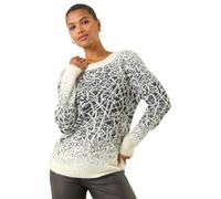 Roman Fluffy Yarn Jumper for Women UK Ladies Thick Sweater Warm Cosy Chunky Knitted Pullover Winter Furry Casual Smart Textured Everyday Cuddly Soft Knitwear - Ivory - Size 12