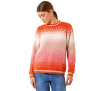 Roman Fluffy Yarn Jumper for Women UK Ladies Thick Sweater Warm Cosy Chunky Knitted Pullover Winter Furry Casual Smart Textured Everyday Cuddly Soft Knitwear - Orange - Size 20